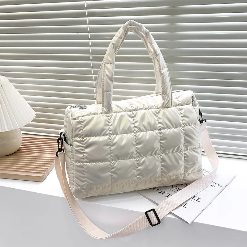 Sac à main luxe en coton rembourré de grande capacité