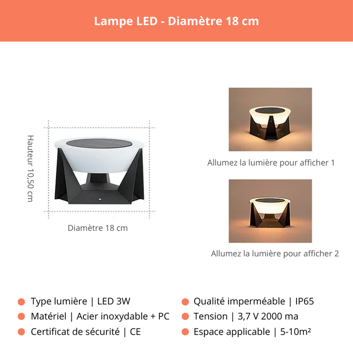 Lampe moderne solaire extérieure pour sol, Pont ou Poteau