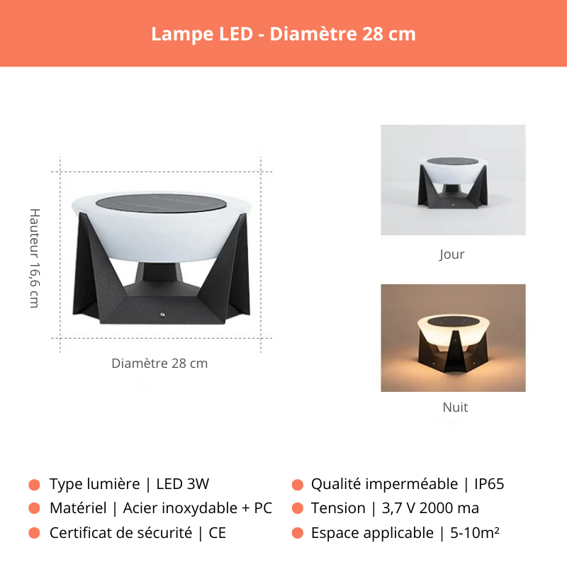 Lampe moderne solaire extérieure pour sol, Pont ou Poteau