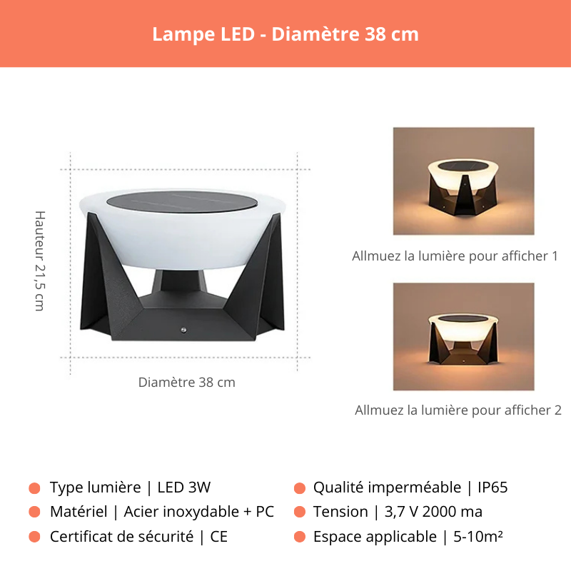 Lampe moderne solaire extérieure pour sol, Pont ou Poteau