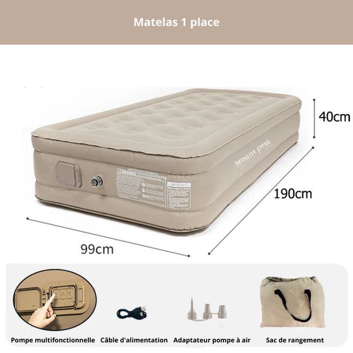 Lit matelas gonflable en PVC pour camping (3 tailles)