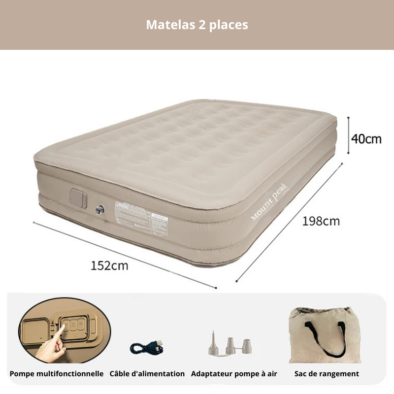 Lit matelas gonflable en PVC pour camping (3 tailles)