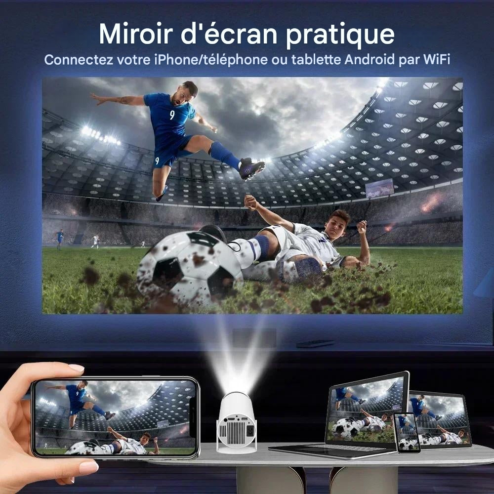 Mini projecteur 4K avec boitier Android & hauts-parleurs intégrés, connection wifi