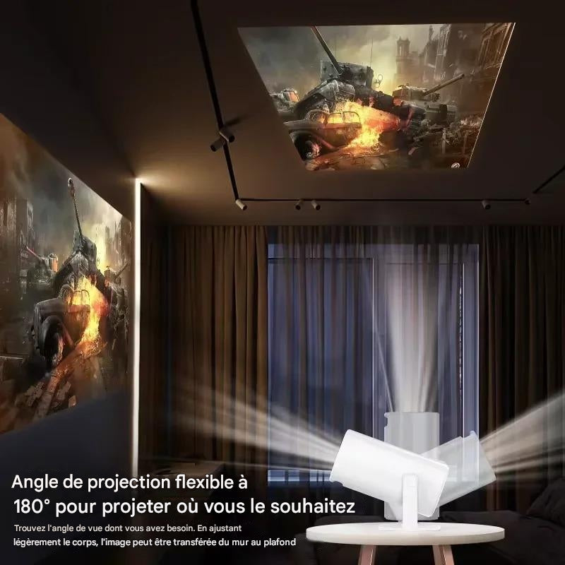 Mini projecteur 4K avec boitier Android & hauts-parleurs intégrés, connection wifi