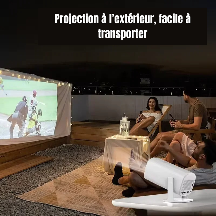 Mini projecteur 4K avec boitier Android & hauts-parleurs intégrés, connection wifi