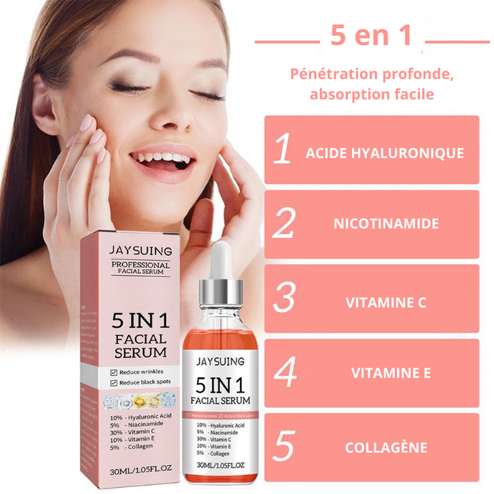 Sérum raffermissant pour le visage 5 en 1 vitamine C et acide hyaluronique