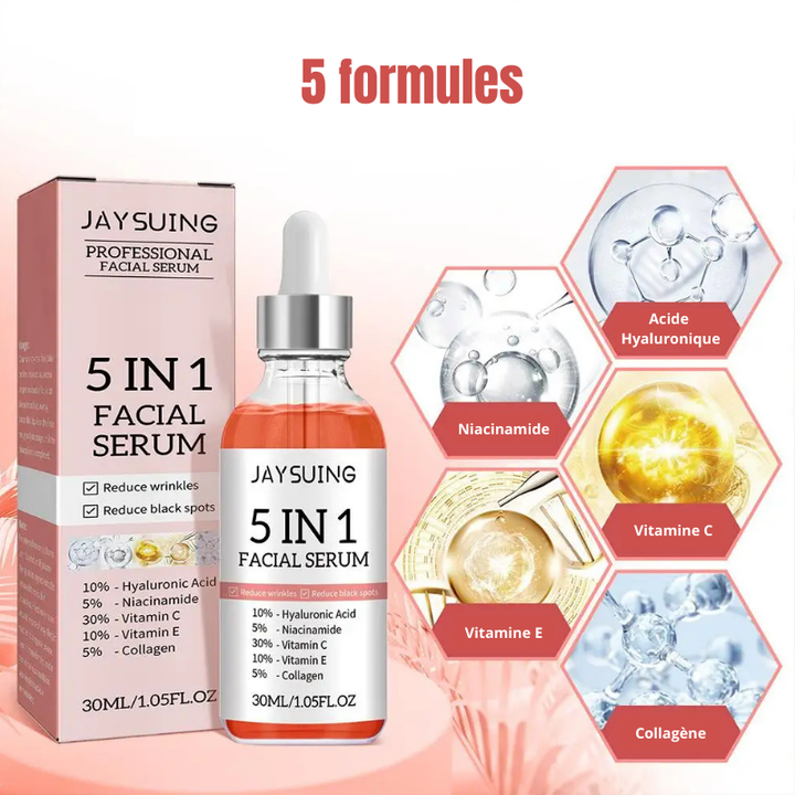 Sérum raffermissant pour le visage 5 en 1 vitamine C et acide hyaluronique